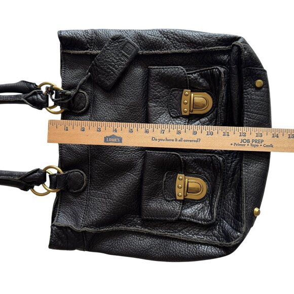 Linea Pelle Black Leather Shoulder Handbag Tote Soft Weighty Leather - Picture 14 of 16